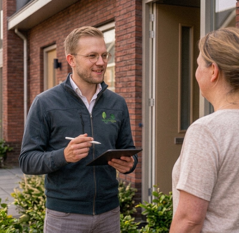 Adviseur van Green Clean Energy tijdens een afspraak bij een woning